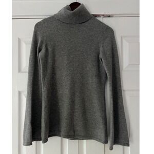 Saks Fifth Avenue 100% Cashmere Turtleneck Sweater Gray Bell Sleeve Womens Small